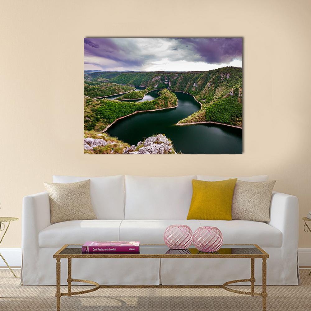 Canyon With Curving River Canvas Wall Art-1 Piece-Gallery Wrap-36" x 24"-Tiaracle