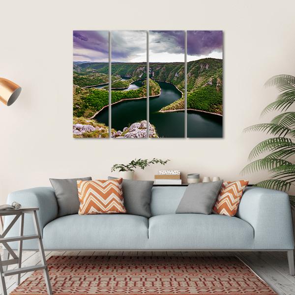 Canyon With Curving River Canvas Wall Art-4 Horizontal-Gallery Wrap-34" x 24"-Tiaracle