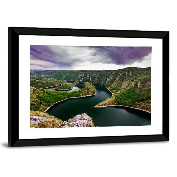 Canyon With Curving River Canvas Wall Art-5 Horizontal-Gallery Wrap-22" x 12"-Tiaracle
