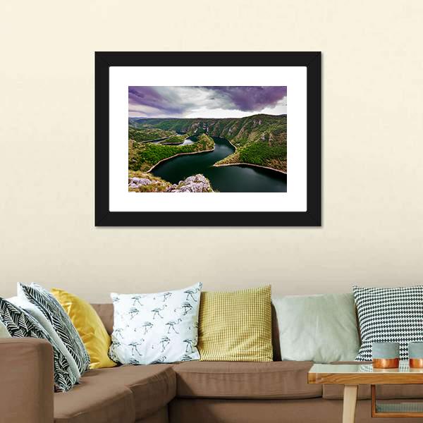 Canyon With Curving River Canvas Wall Art-5 Horizontal-Gallery Wrap-22" x 12"-Tiaracle