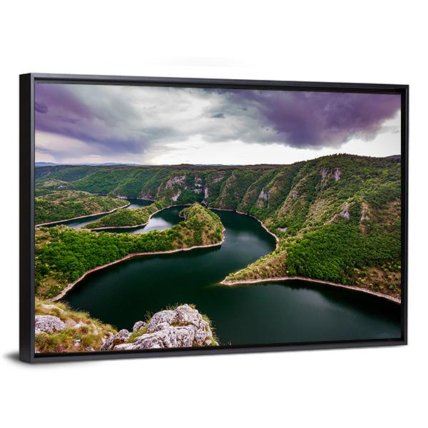 Canyon With Curving River Canvas Wall Art-5 Horizontal-Gallery Wrap-22" x 12"-Tiaracle