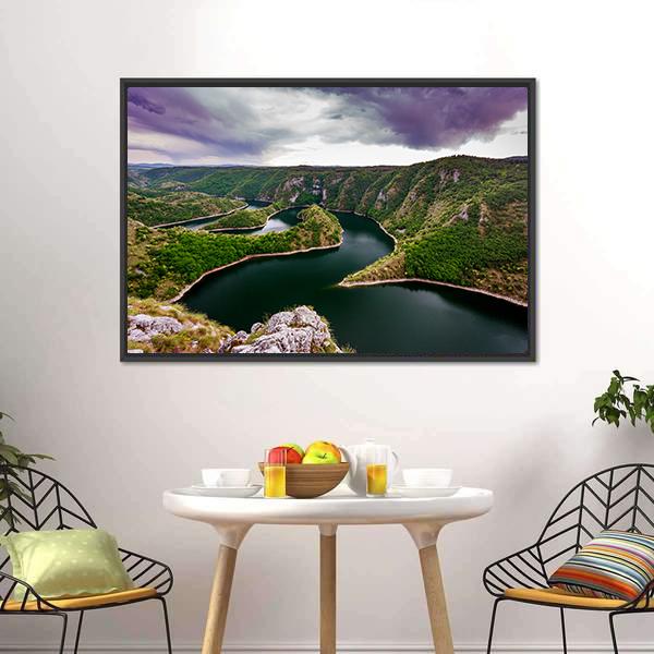 Canyon With Curving River Panoramic Canvas Wall Art-1 Piece-36" x 12"-Tiaracle