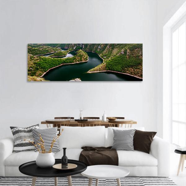 Canyon With Curving River Panoramic Canvas Wall Art-1 Piece-36" x 12"-Tiaracle