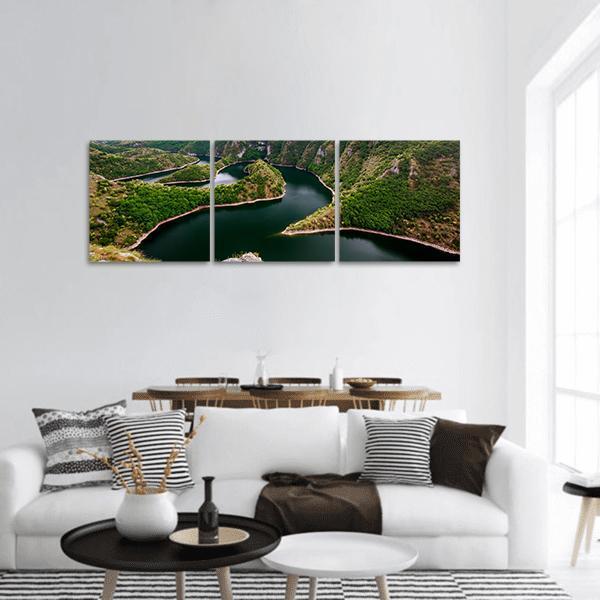 Canyon With Curving River Panoramic Canvas Wall Art-1 Piece-36" x 12"-Tiaracle