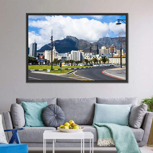 Cape Town Skyline Canvas Wall Art-1 Piece-Floating Frame-24" x 16"-Tiaracle