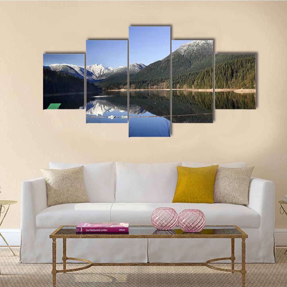 Capilano Reservoir Lake Canvas Wall Art-5 Star-Gallery Wrap-62" x 32"-Tiaracle