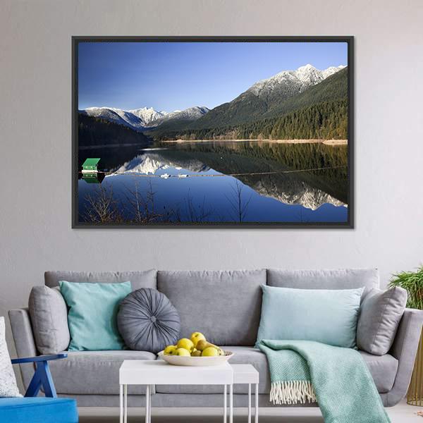 Capilano Reservoir Lake Canvas Wall Art-1 Piece-Floating Frame-24" x 16"-Tiaracle