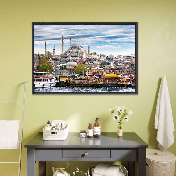 Capital Of Turkey Istanbul Canvas Wall Art-1 Piece-Floating Frame-24" x 16"-Tiaracle