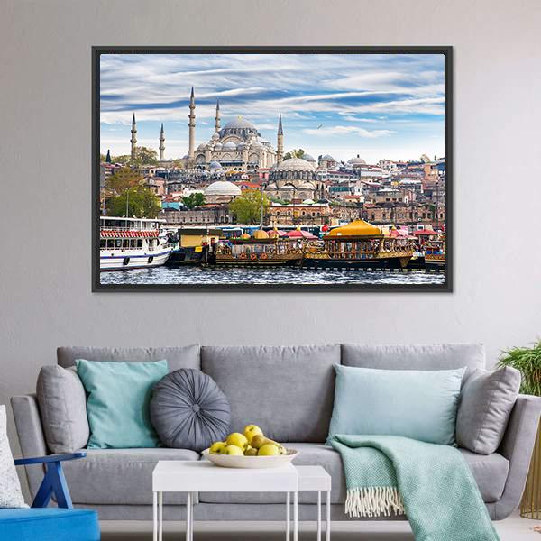 Capital Of Turkey Istanbul Canvas Wall Art-3 Horizontal-Gallery Wrap-25" x 16"-Tiaracle