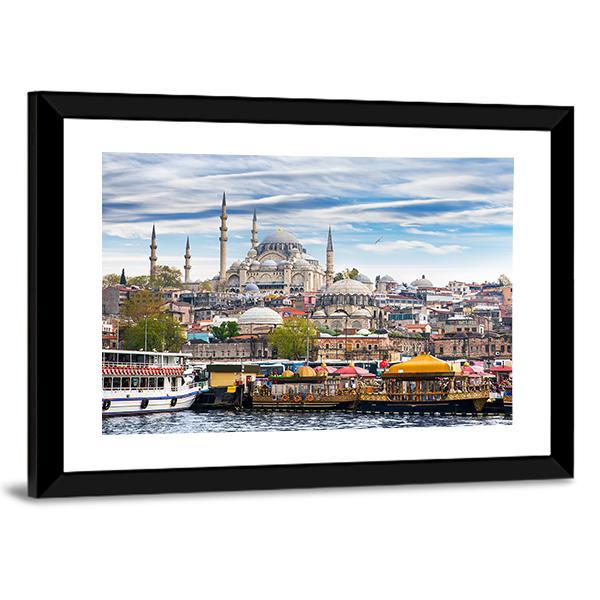 Capital Of Turkey Istanbul Canvas Wall Art-3 Horizontal-Gallery Wrap-25" x 16"-Tiaracle