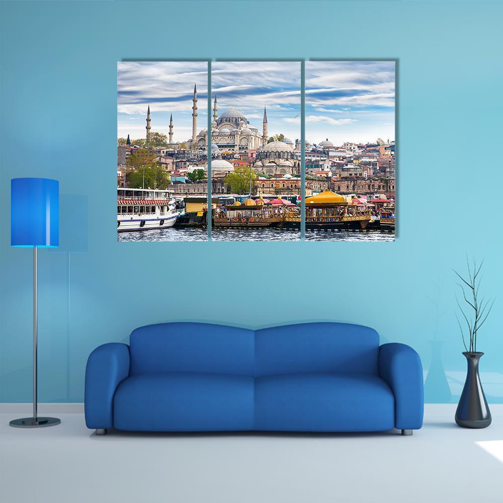 Capital Of Turkey Istanbul Canvas Wall Art-3 Horizontal-Gallery Wrap-37" x 24"-Tiaracle