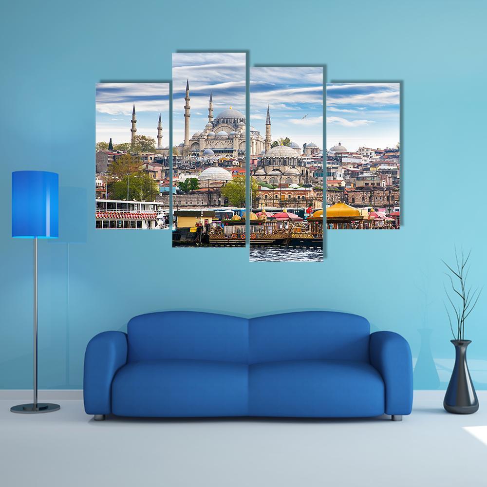 Capital Of Turkey Istanbul Canvas Wall Art-4 Pop-Gallery Wrap-50" x 32"-Tiaracle