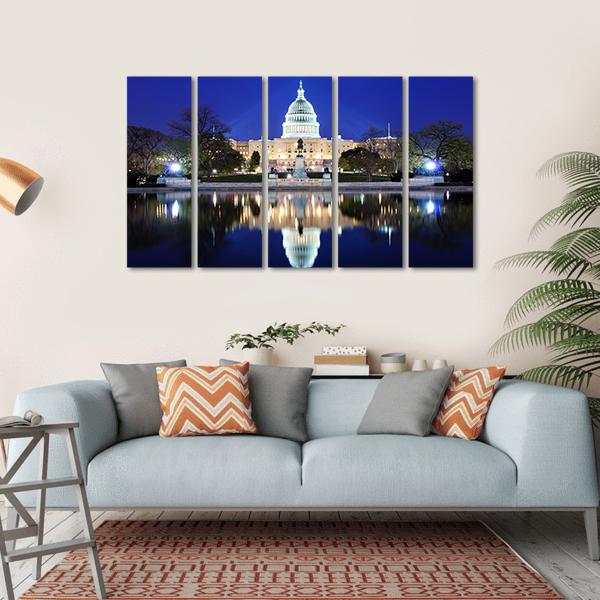 Capitol Building At Dusk Canvas Wall Art-5 Horizontal-Gallery Wrap-22" x 12"-Tiaracle