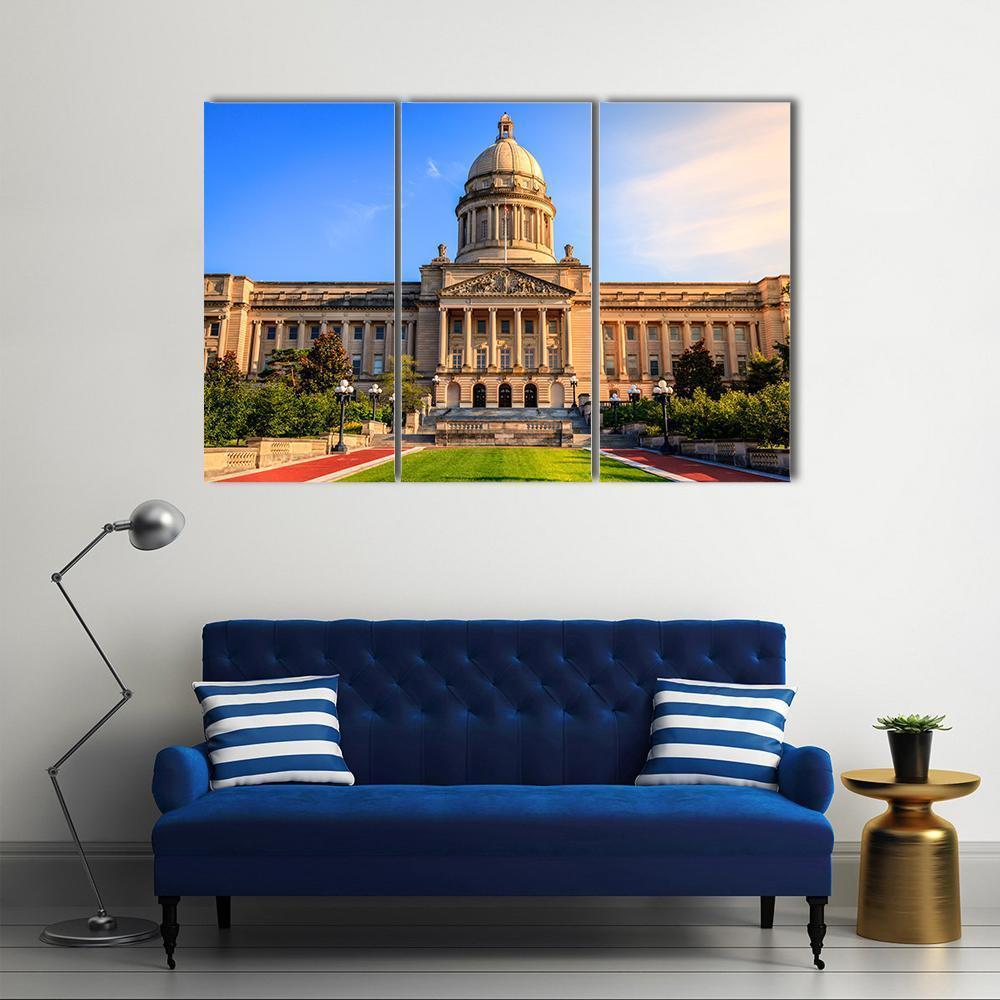 Capitol Building Frankfort Canvas Wall Art-3 Horizontal-Gallery Wrap-37" x 24"-Tiaracle