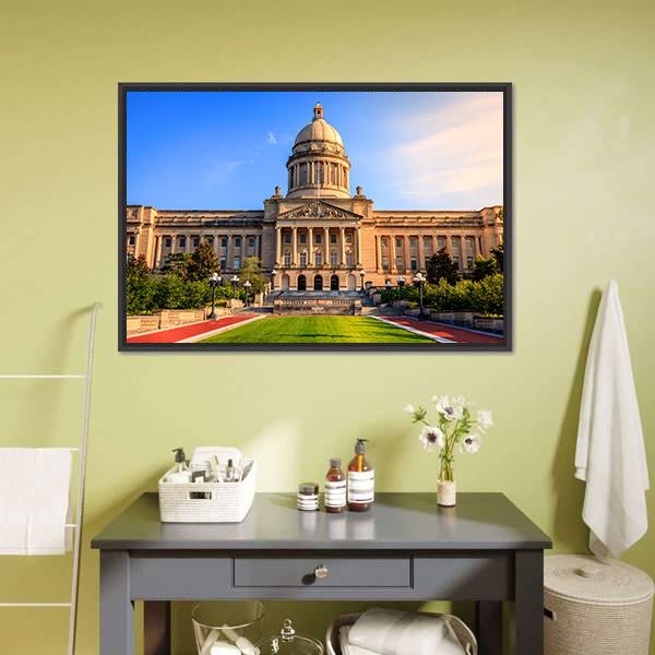 Capitol Building Frankfort Canvas Wall Art-3 Horizontal-Gallery Wrap-25" x 16"-Tiaracle