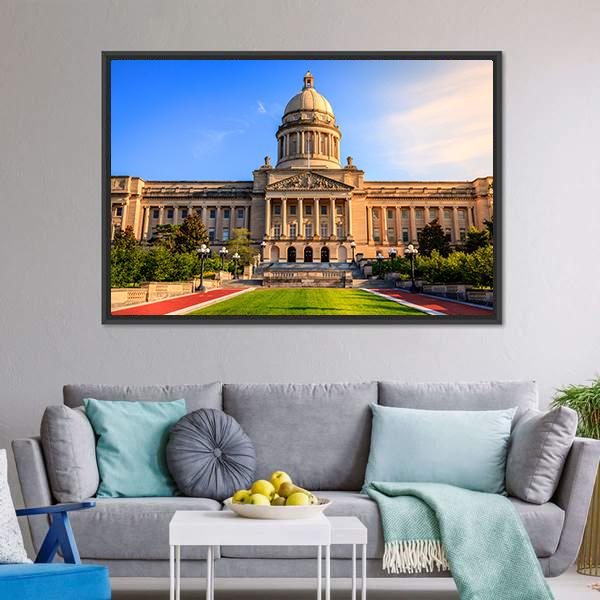 Capitol Building Frankfort Canvas Wall Art-1 Piece-Floating Frame-24" x 16"-Tiaracle