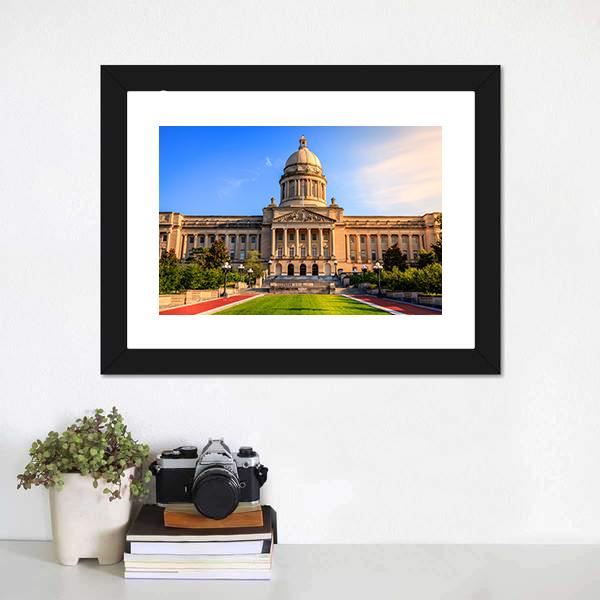 Capitol Building Frankfort Canvas Wall Art-1 Piece-Framed Print-20" x 16"-Tiaracle