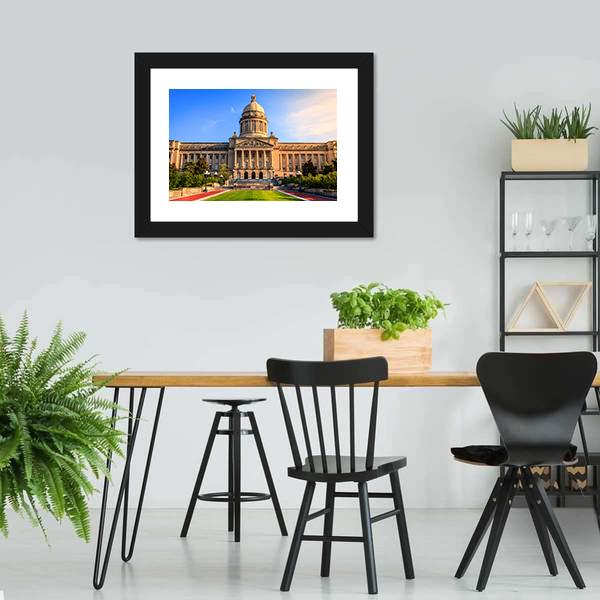 Capitol Building Frankfort Canvas Wall Art-3 Horizontal-Gallery Wrap-25" x 16"-Tiaracle