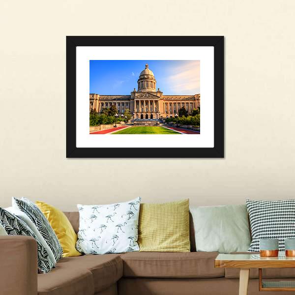 Capitol Building Frankfort Canvas Wall Art-3 Horizontal-Gallery Wrap-25" x 16"-Tiaracle