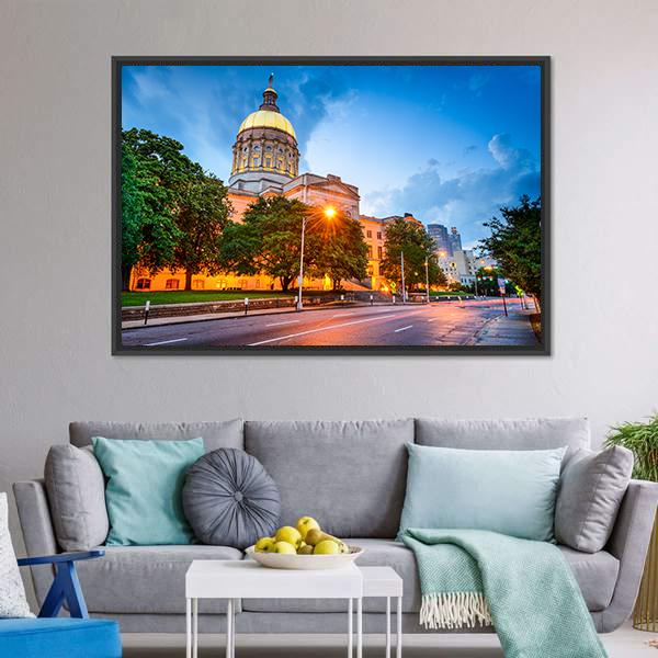 Capitol Building in Atlanta Canvas Wall Art-1 Piece-Floating Frame-24" x 16"-Tiaracle