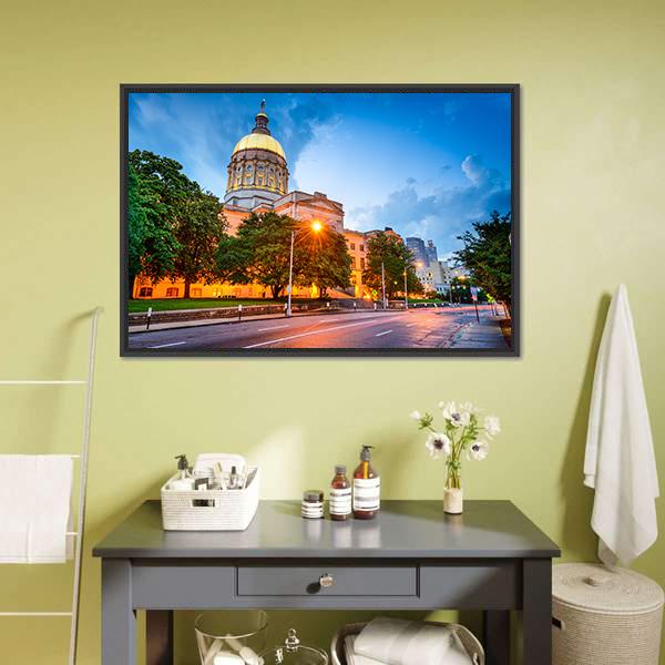 Capitol Building in Atlanta Canvas Wall Art-1 Piece-Floating Frame-24" x 16"-Tiaracle