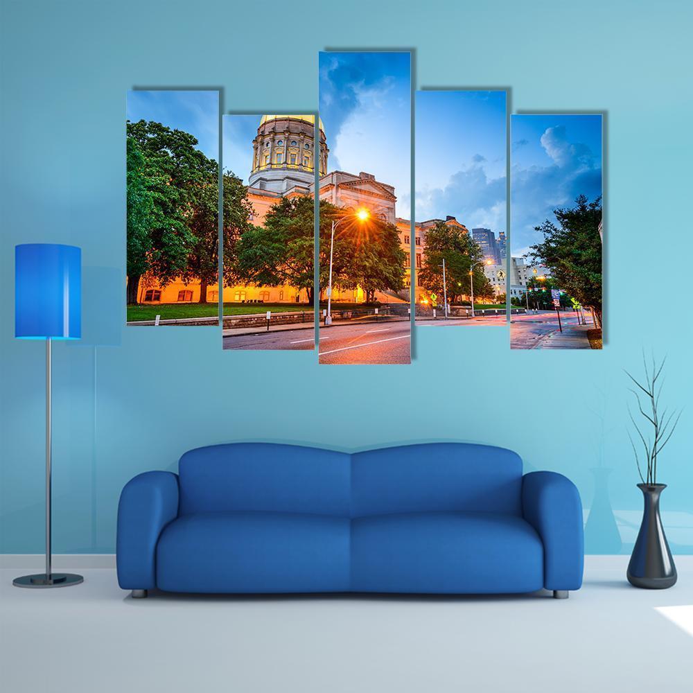 Capitol Building in Atlanta Canvas Wall Art-5 Pop-Gallery Wrap-47" x 32"-Tiaracle