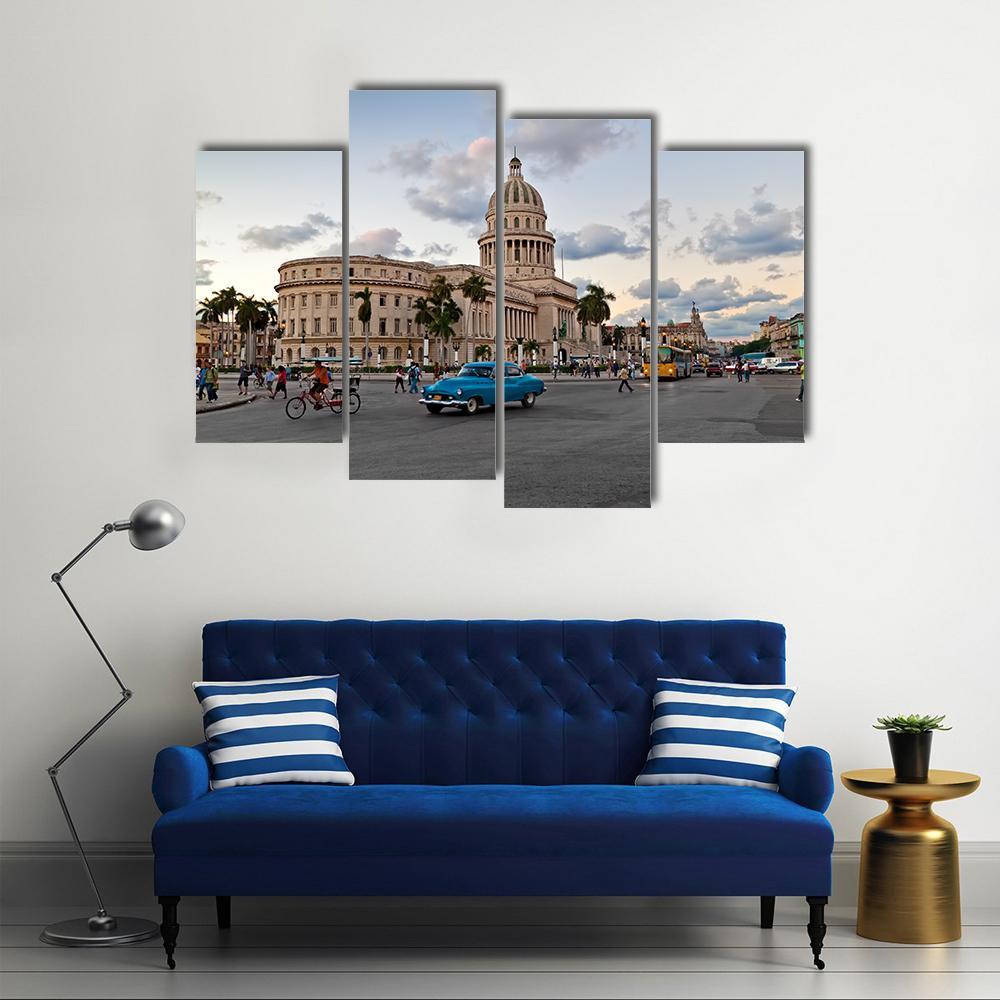Capitol Building In Havana Canvas Wall Art-4 Pop-Gallery Wrap-50&quot; x 32&quot;-Tiaracle