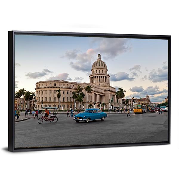 Capitol Building In Havana Canvas Wall Art-3 Horizontal-Gallery Wrap-25&quot; x 16&quot;-Tiaracle