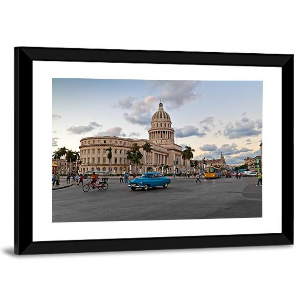 Capitol Building In Havana Panoramic Canvas Wall Art-1 Piece-36&quot; x 12&quot;-Tiaracle