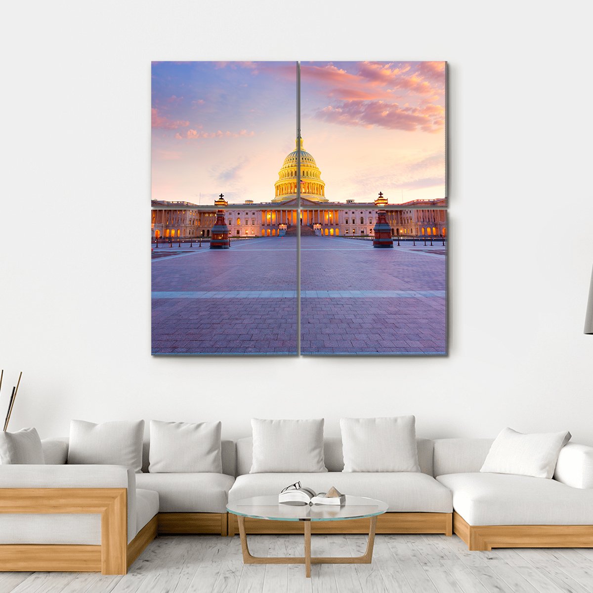 Capitol Building In Washington Canvas Wall Art-4 Square-Gallery Wrap-17" x 17"-Tiaracle