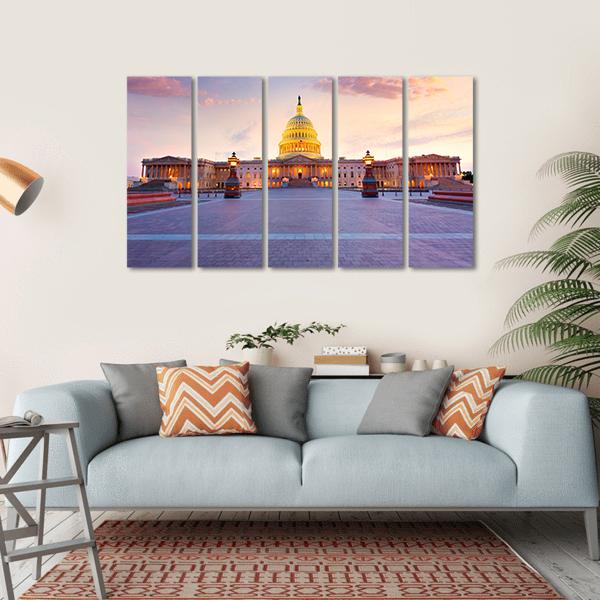 Capitol Building In Washington Canvas Wall Art-5 Horizontal-Gallery Wrap-22" x 12"-Tiaracle