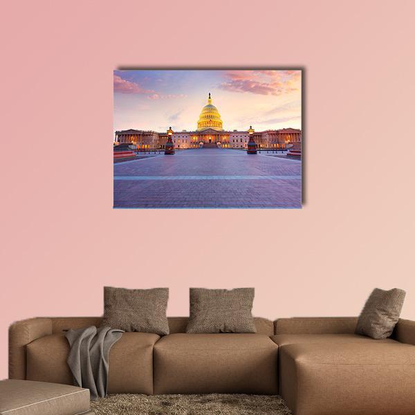 Capitol Building In Washington Canvas Wall Art-1 Piece-Gallery Wrap-48" x 32"-Tiaracle
