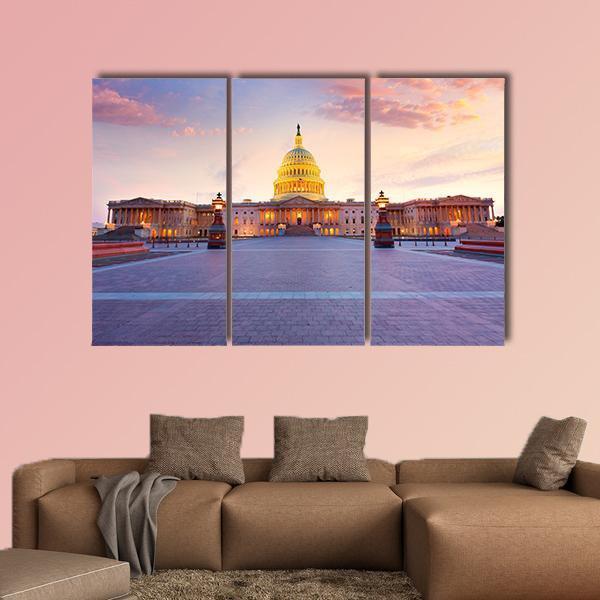 Capitol Building In Washington Canvas Wall Art-3 Horizontal-Gallery Wrap-37" x 24"-Tiaracle