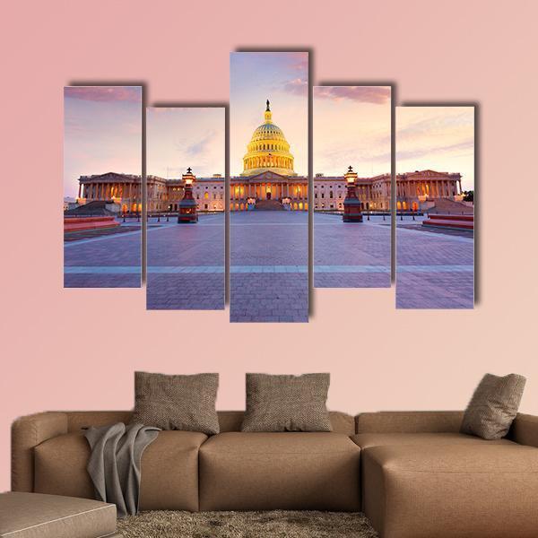 Capitol Building In Washington Canvas Wall Art-5 Pop-Gallery Wrap-47" x 32"-Tiaracle