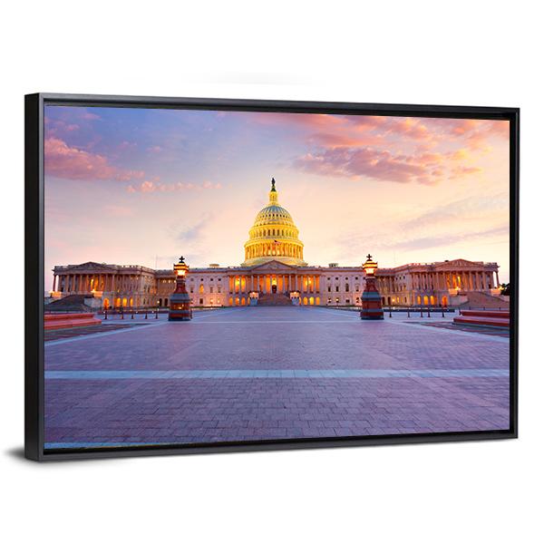 Capitol Building In Washington Canvas Wall Art-3 Horizontal-Gallery Wrap-25" x 16"-Tiaracle