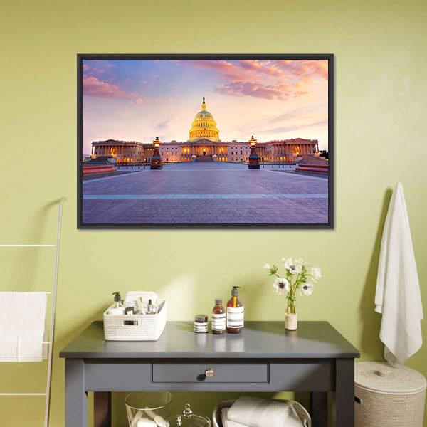 Capitol Building In Washington Canvas Wall Art-3 Horizontal-Gallery Wrap-25" x 16"-Tiaracle