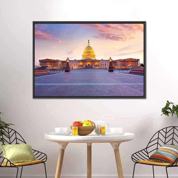Capitol Building In Washington Canvas Wall Art-3 Horizontal-Gallery Wrap-25" x 16"-Tiaracle