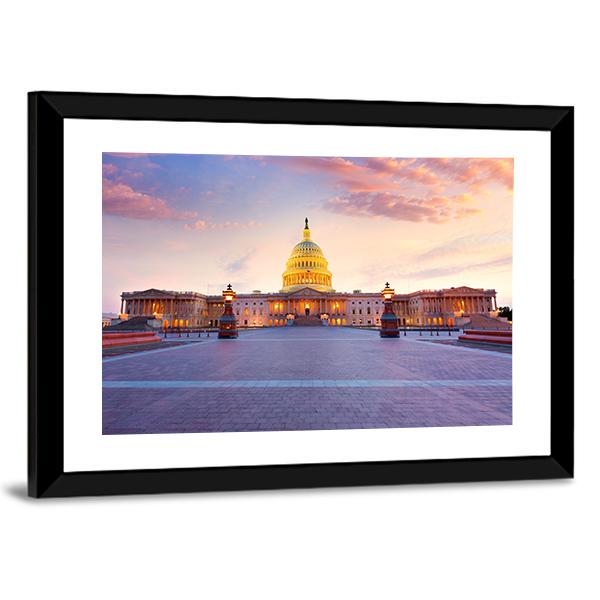 Capitol Building In Washington Canvas Wall Art-3 Horizontal-Gallery Wrap-25" x 16"-Tiaracle