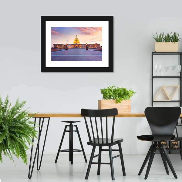 Capitol Building In Washington Canvas Wall Art-3 Horizontal-Gallery Wrap-25" x 16"-Tiaracle
