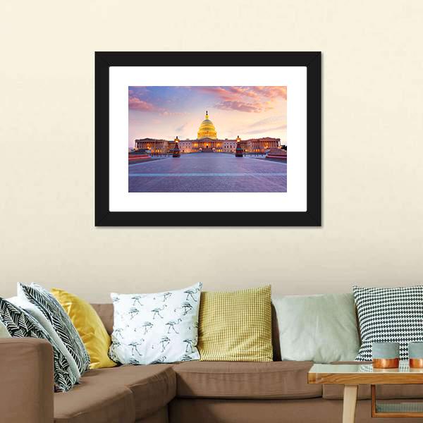 Capitol Building In Washington Canvas Wall Art-3 Horizontal-Gallery Wrap-25" x 16"-Tiaracle