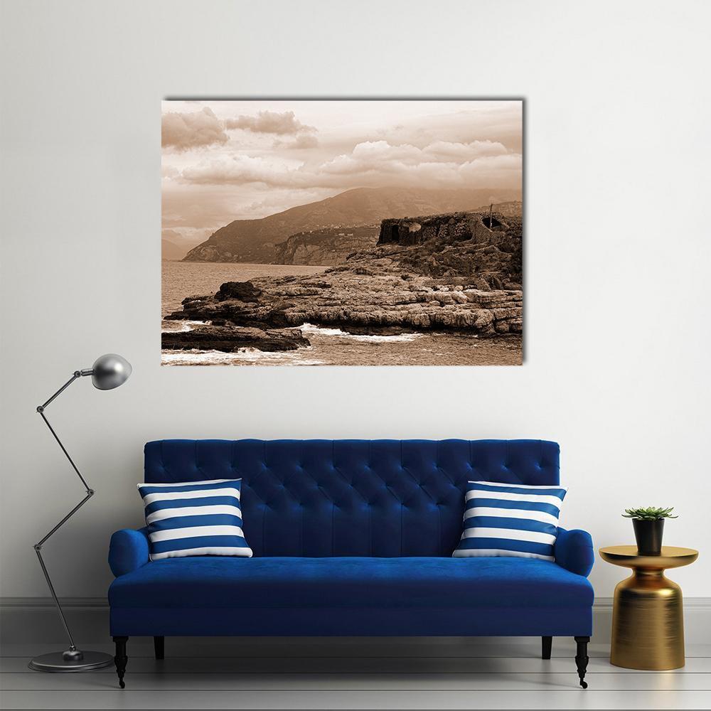 Capo Di Sorrento And The Baths of Queen Giovanna Canvas Wall Art-1 Piece-Gallery Wrap-48" x 32"-Tiaracle
