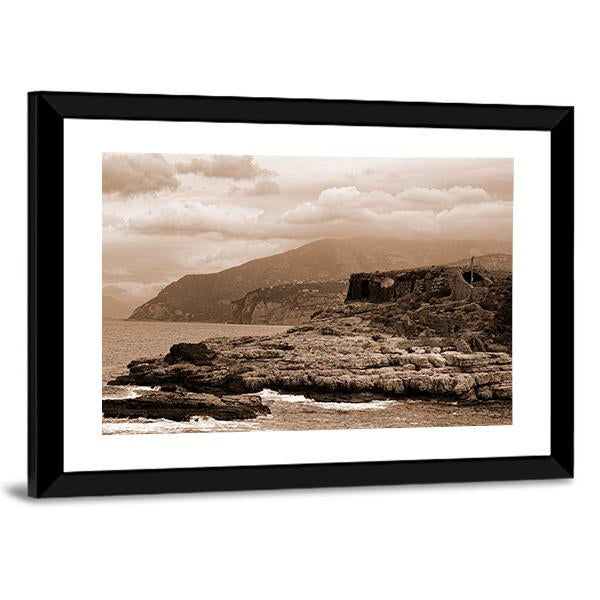 Capo Di Sorrento And The Baths of Queen Giovanna Canvas Wall Art-3 Horizontal-Gallery Wrap-25" x 16"-Tiaracle