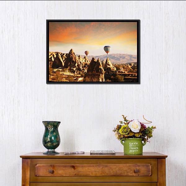 Cappadocia In Turkey Canvas Wall Art-1 Piece-Floating Frame-24" x 16"-Tiaracle