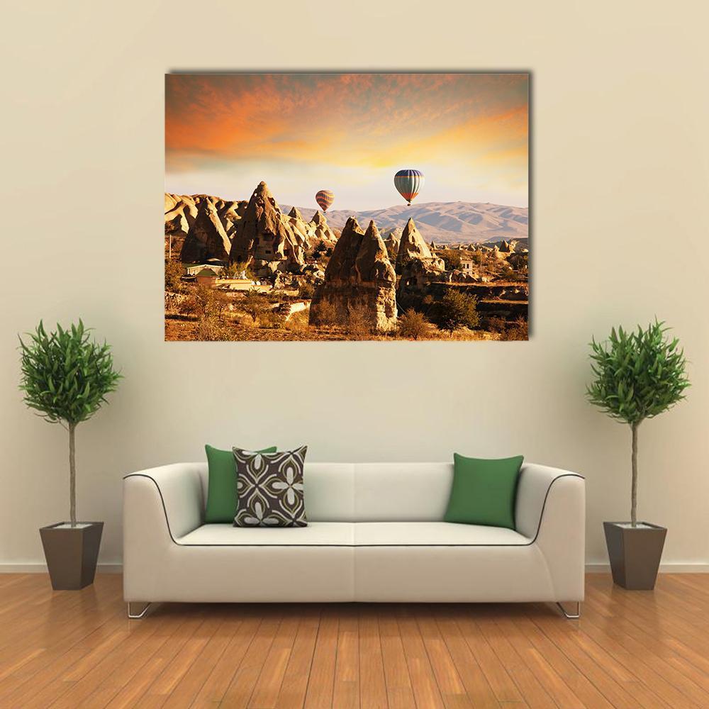 Cappadocia In Turkey Canvas Wall Art-1 Piece-Gallery Wrap-48" x 32"-Tiaracle