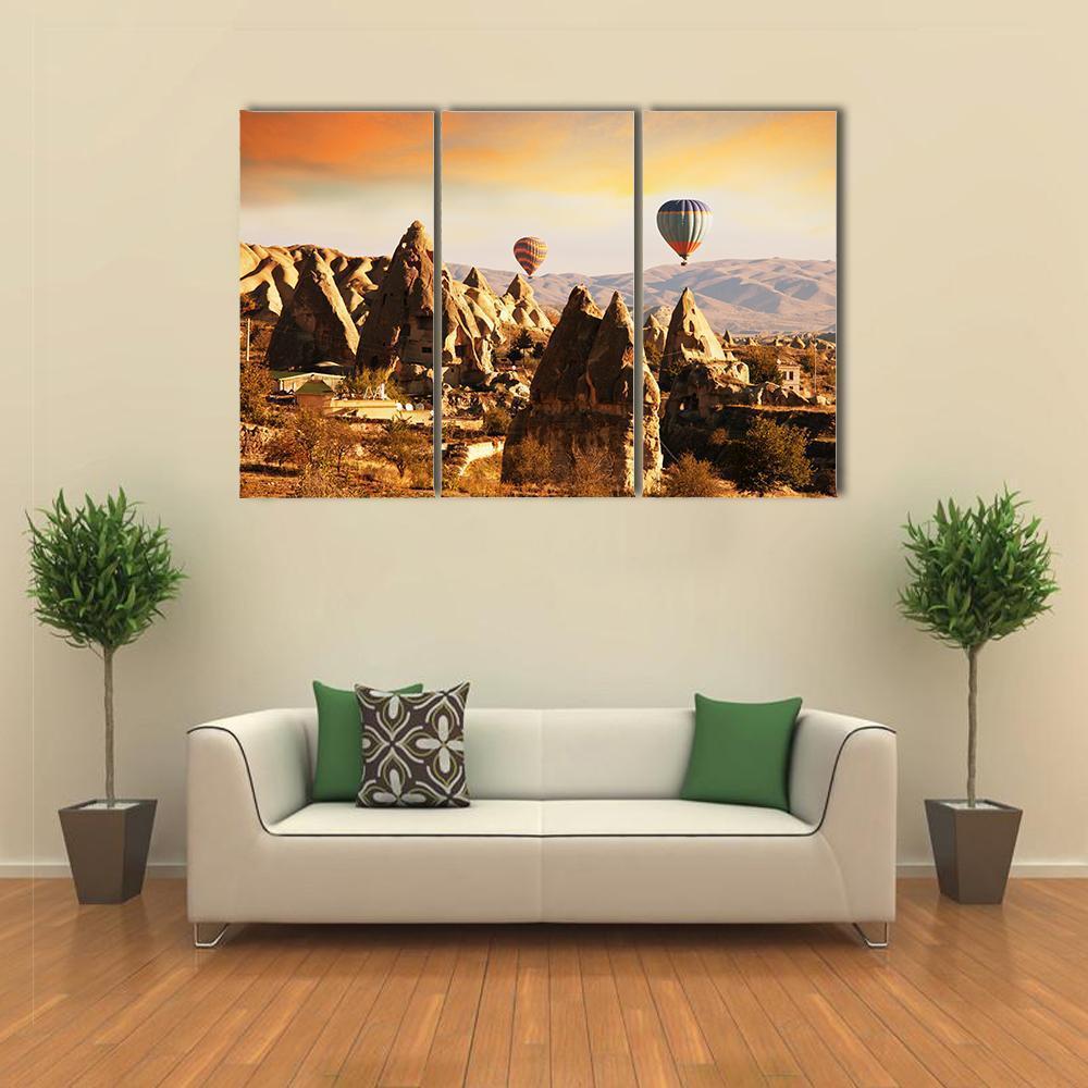Cappadocia In Turkey Canvas Wall Art-3 Horizontal-Gallery Wrap-37" x 24"-Tiaracle