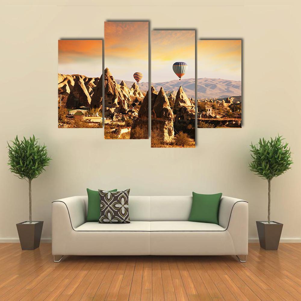 Cappadocia In Turkey Canvas Wall Art-4 Pop-Gallery Wrap-50&quot; x 32&quot;-Tiaracle