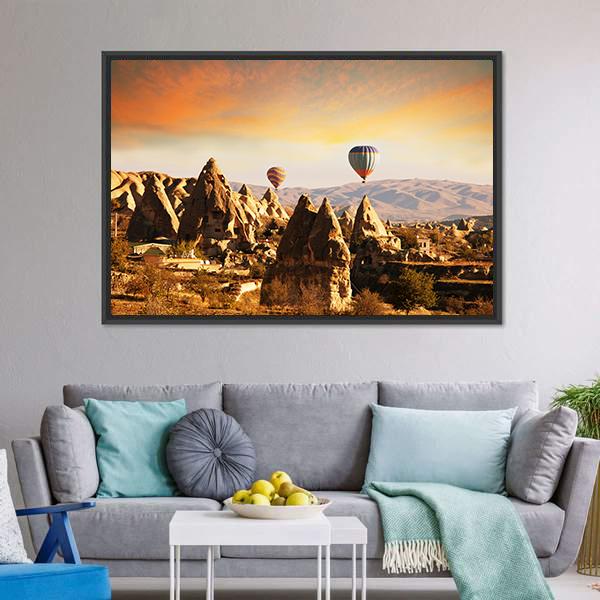 Cappadocia In Turkey Canvas Wall Art-1 Piece-Floating Frame-24" x 16"-Tiaracle