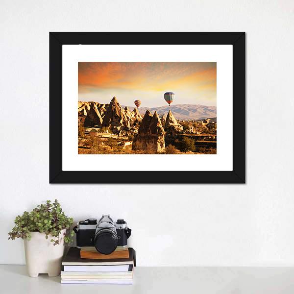 Cappadocia In Turkey Canvas Wall Art-1 Piece-Framed Print-20" x 16"-Tiaracle