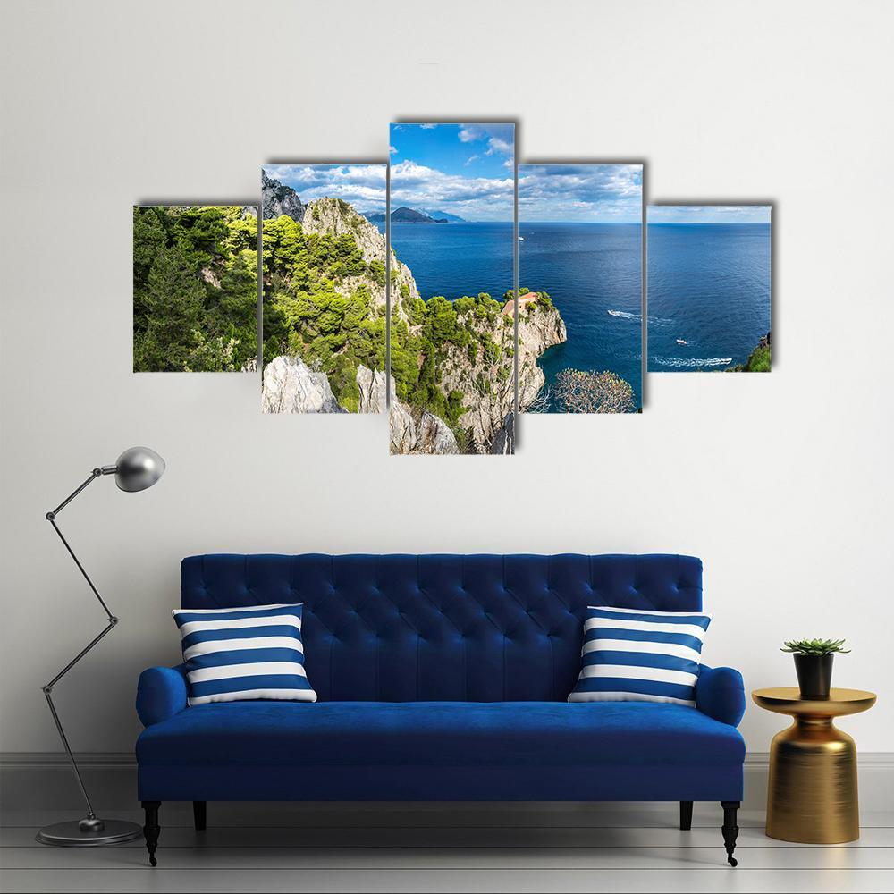 Capri Island Canvas Wall Art-5 Star-Gallery Wrap-62" x 32"-Tiaracle