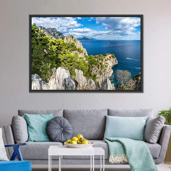 Capri Island Canvas Wall Art-1 Piece-Floating Frame-24" x 16"-Tiaracle